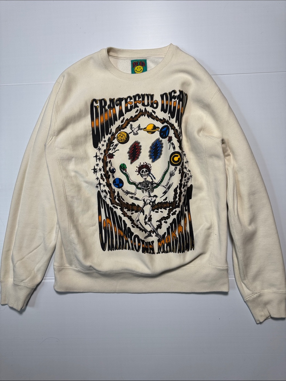 CHINATOWN MARKET x Grateful Dead Cream Retro Graphic Crewneck Sweatshirt Rare XL